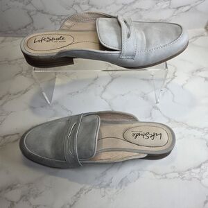LifeStride Light Gray Slip-On Mule Loafers